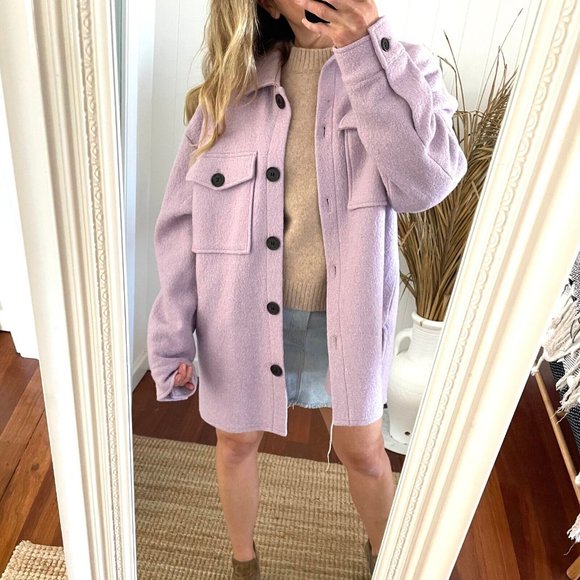 Decjuba Large 12 14 Jacket Mauve RRP $169 Mia Shacket Winter - Picture 6 of 15